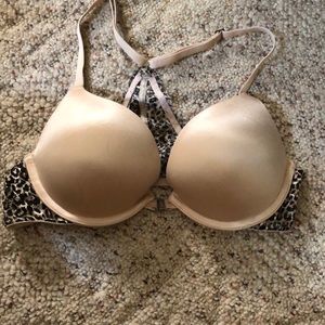 Razor back bra, cheetah print and nude